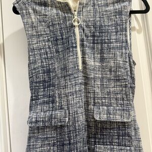 Tory Burch Navy and Cream Patterned Dress